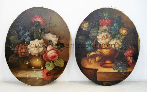 Pareja de Jarrones con flores ovalados