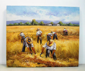 Lienzo de trabajadores recolectando trigo nº2