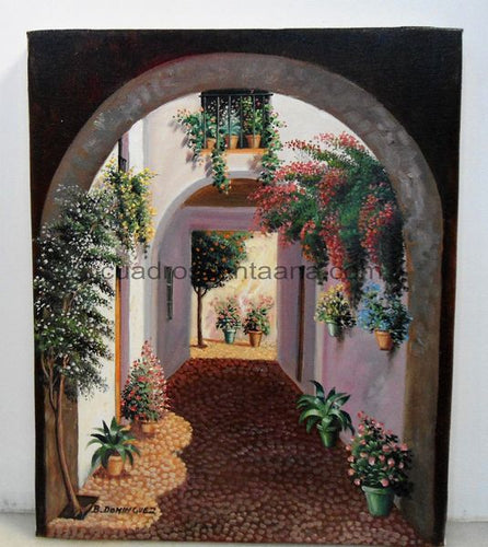 Lienzo de patio con plantas y arboles nº2