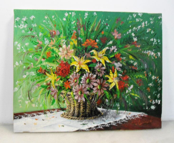 Lienzo de cesta con flores