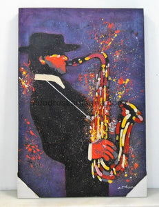 Lienzo de saxofonista